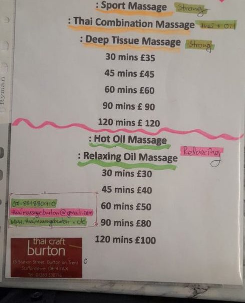 "Leeninya Thai massage, massage in Burton on trent